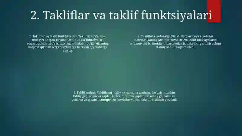 МулоҳазаларАлгебрасига Кириш 3