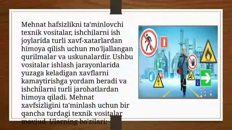 MEHNAT HAFSIZLIGINI TAMINLOVCHI TEXNIK VOSITALAR 3