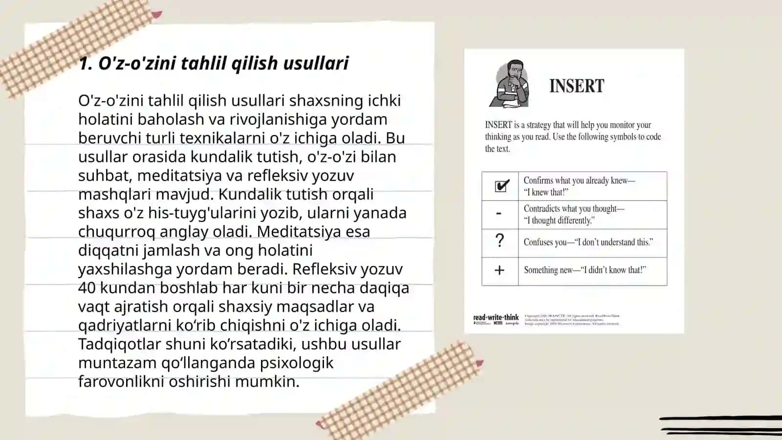 O'zizni o'zi kuzatish metodi 3