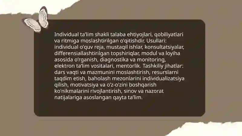 Ta’limning tashkiliy shakllari va metodlari 3