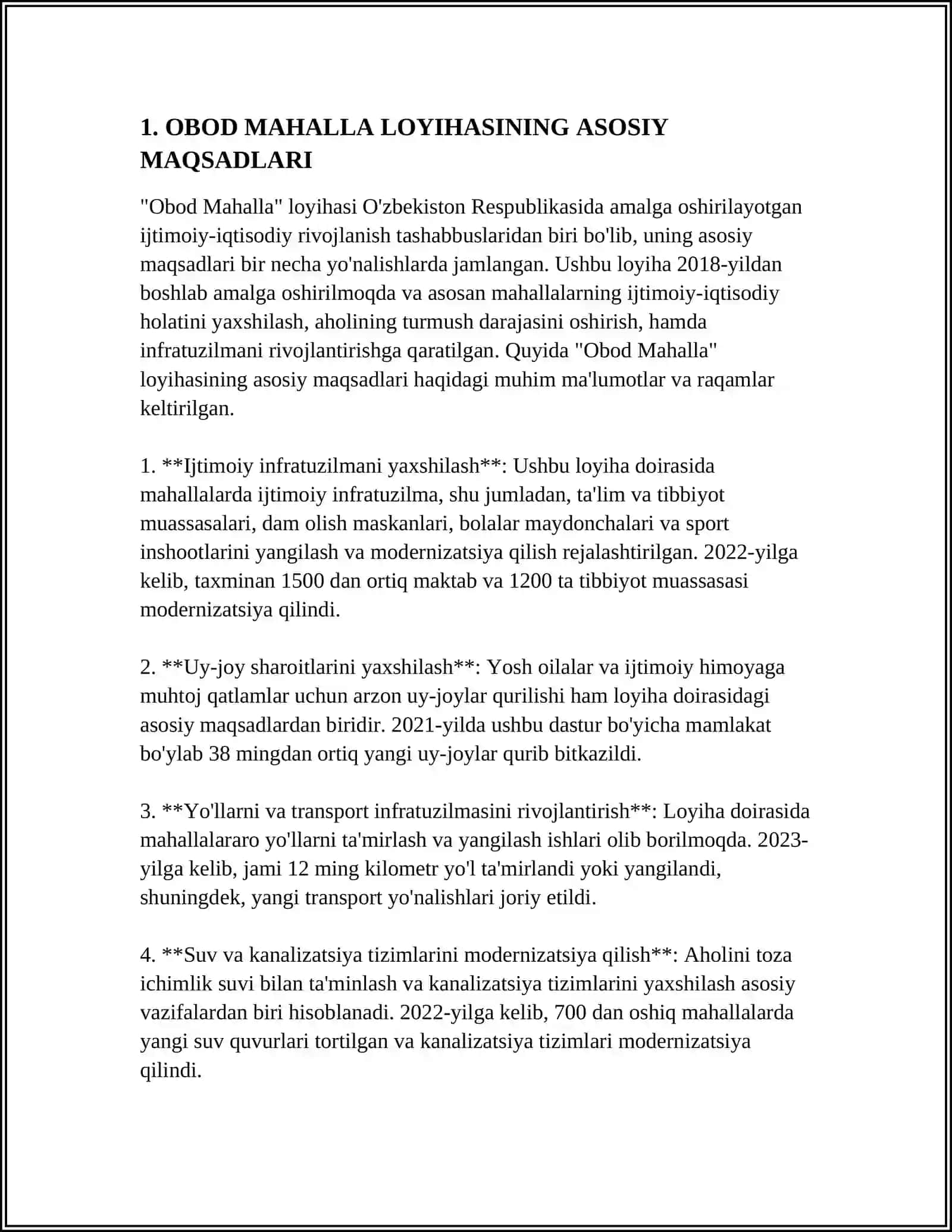 OBOD MAHALLA DAVLAT DASTURI DOIRASIDA BAJARILGAN ISHLAR 3