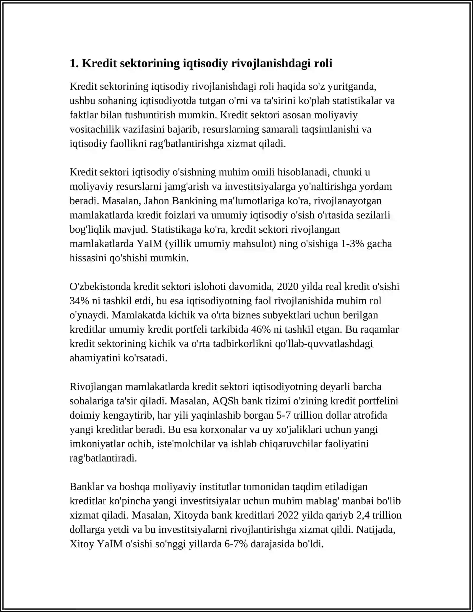 PUL KRIDIT SEKTORINING IQTISODIY TAHLILI 3