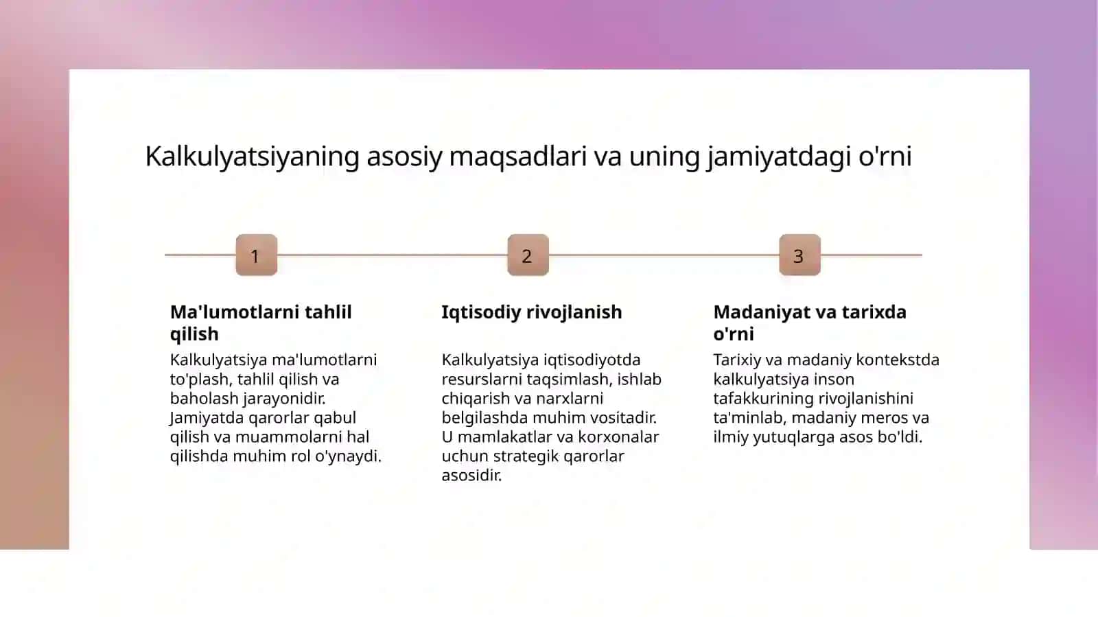 Kalkulyatsiya: Maqsadlar va Amaliyot 3