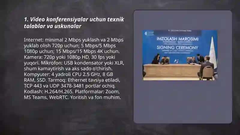 Video konferensiyalar uchun texnik talablar va uskunalar 3
