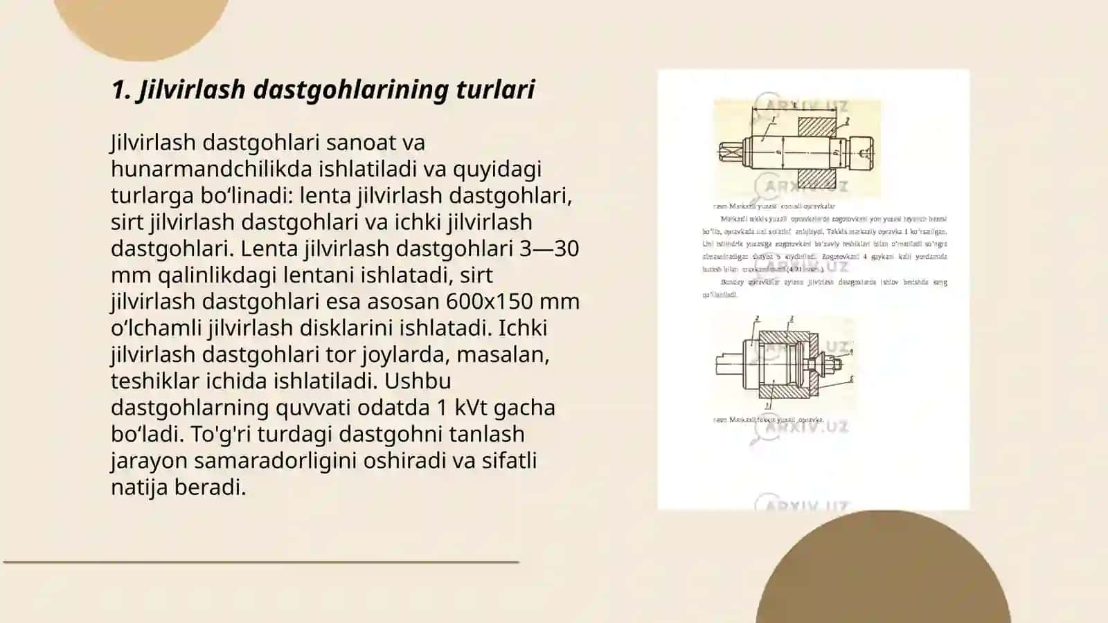 Jilvirlash dastgohlaring moslama va asboblari 3
