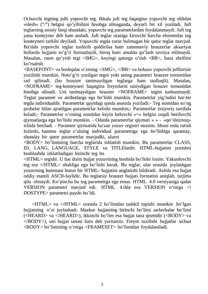 HTML tili haqida qisqacha ma’lumot 3