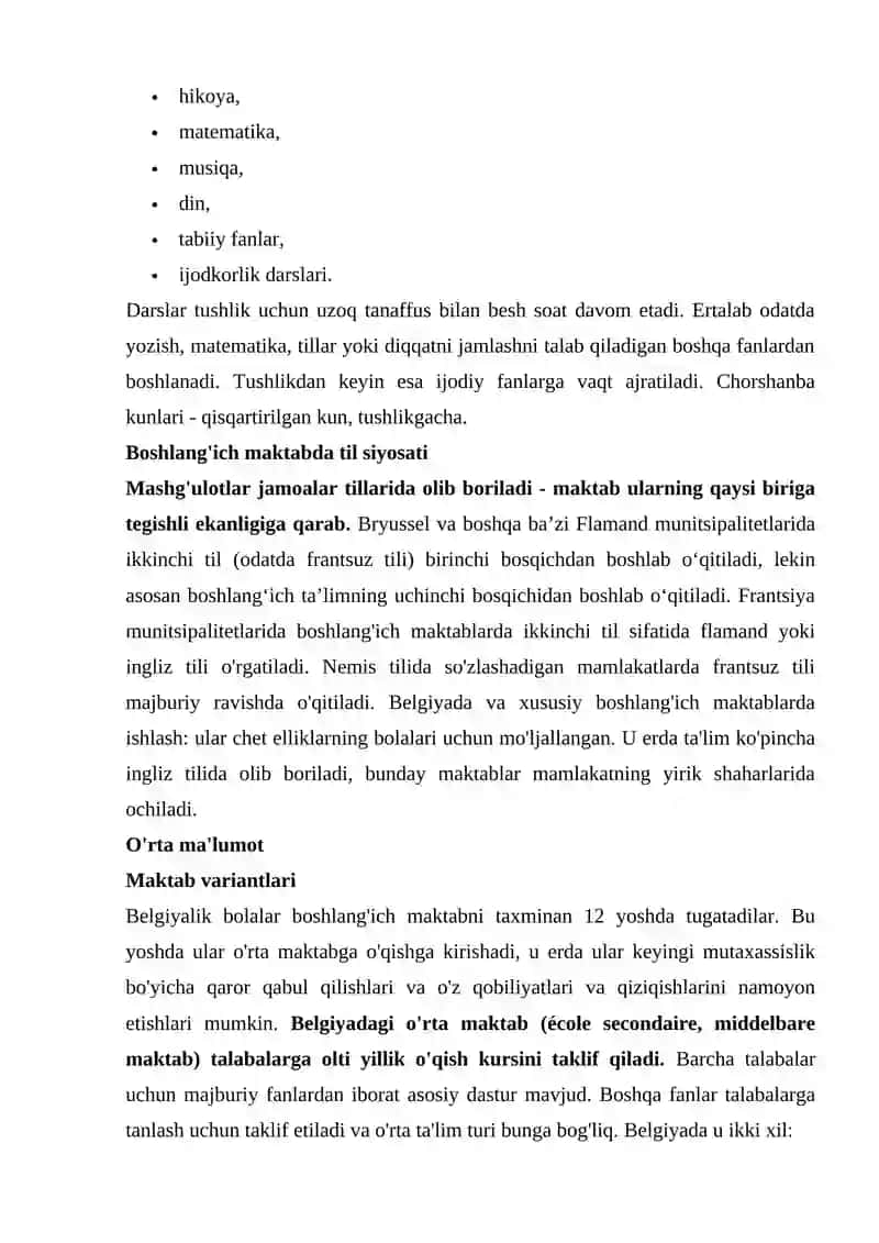 BELGIYA TA'LIM TIZIMI 3