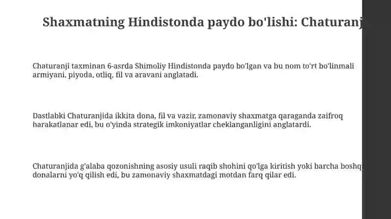 Shaxmat oʻyining kelib chiqishi tarixi va rivojlanish tarixi 3