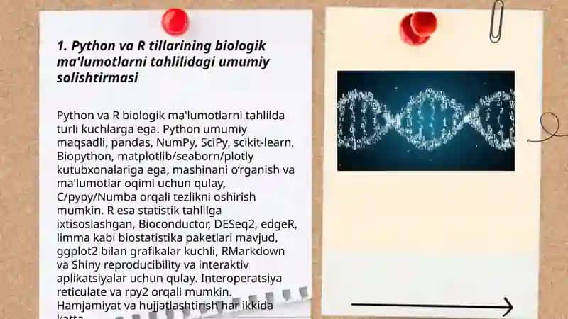 Biologik maʼlumotlarni tahlil qilishda Python va R tillarining roli 3