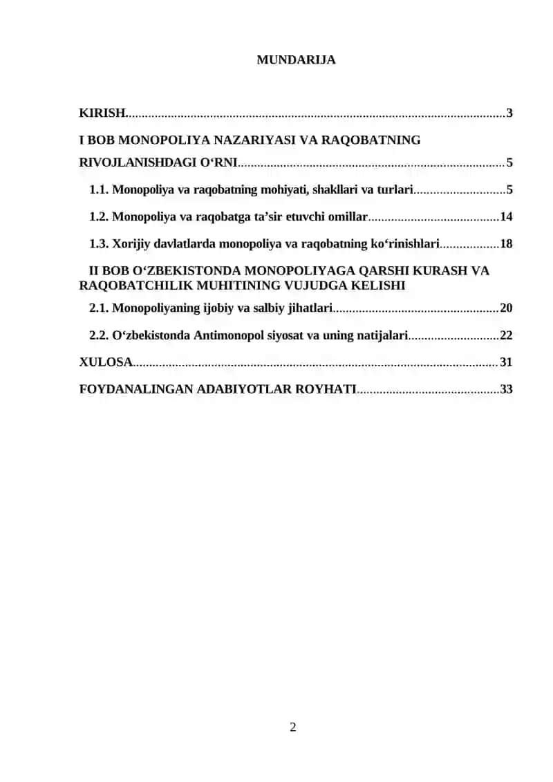 Monopoliyaga qarshi kurash va raqobatni rivojlantirish 3