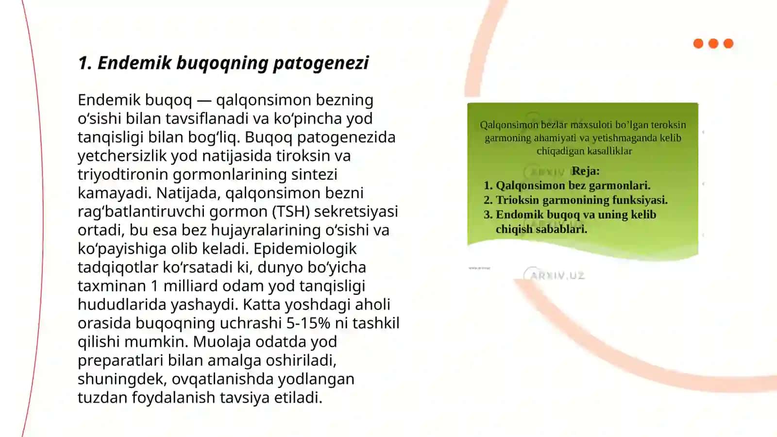 Endemik buqoq va gipotireoz patogenezi va davolash usullari 3