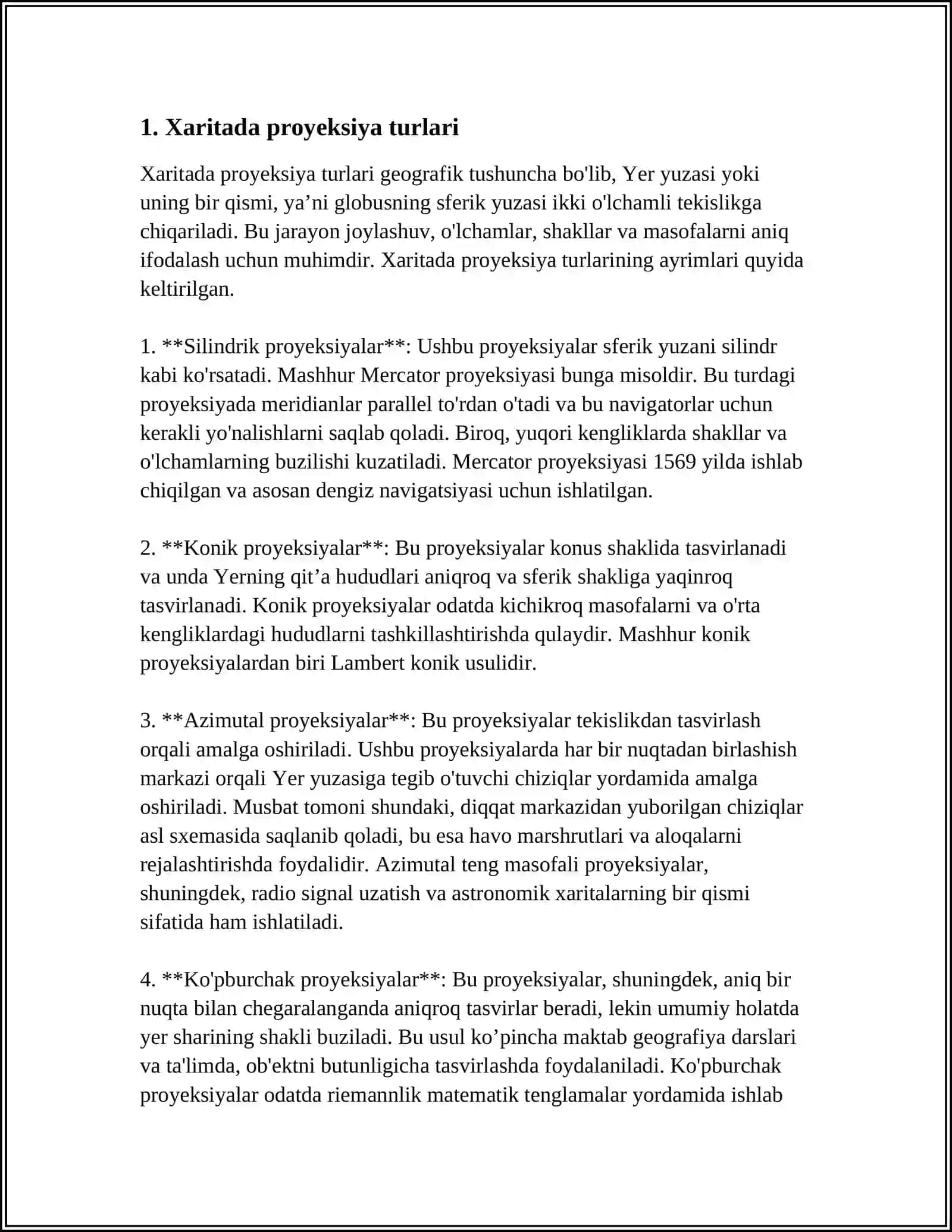 XARITA PROYEKSIYALARI 3