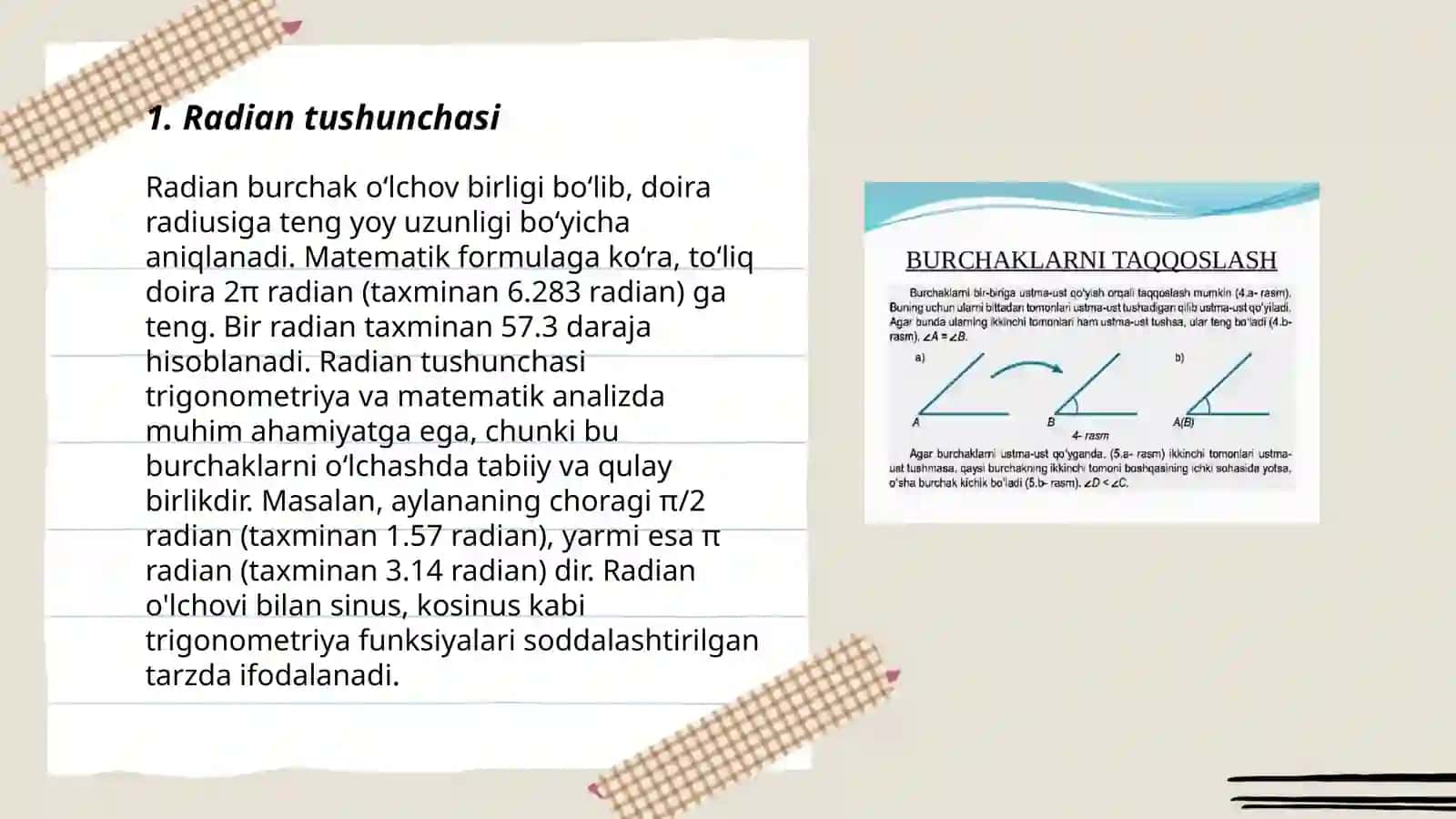 Burchak radian oʻlchov 3