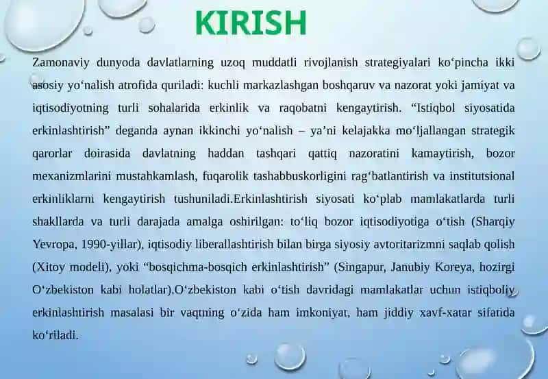 Istiqbol siyosatida erkinlashtirish 3