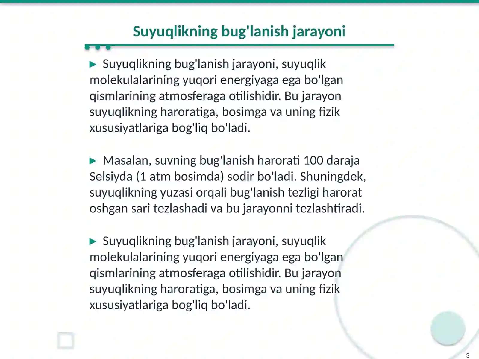 Proporsional ravishda suyuqlikni bug xolatiga otilishi 3