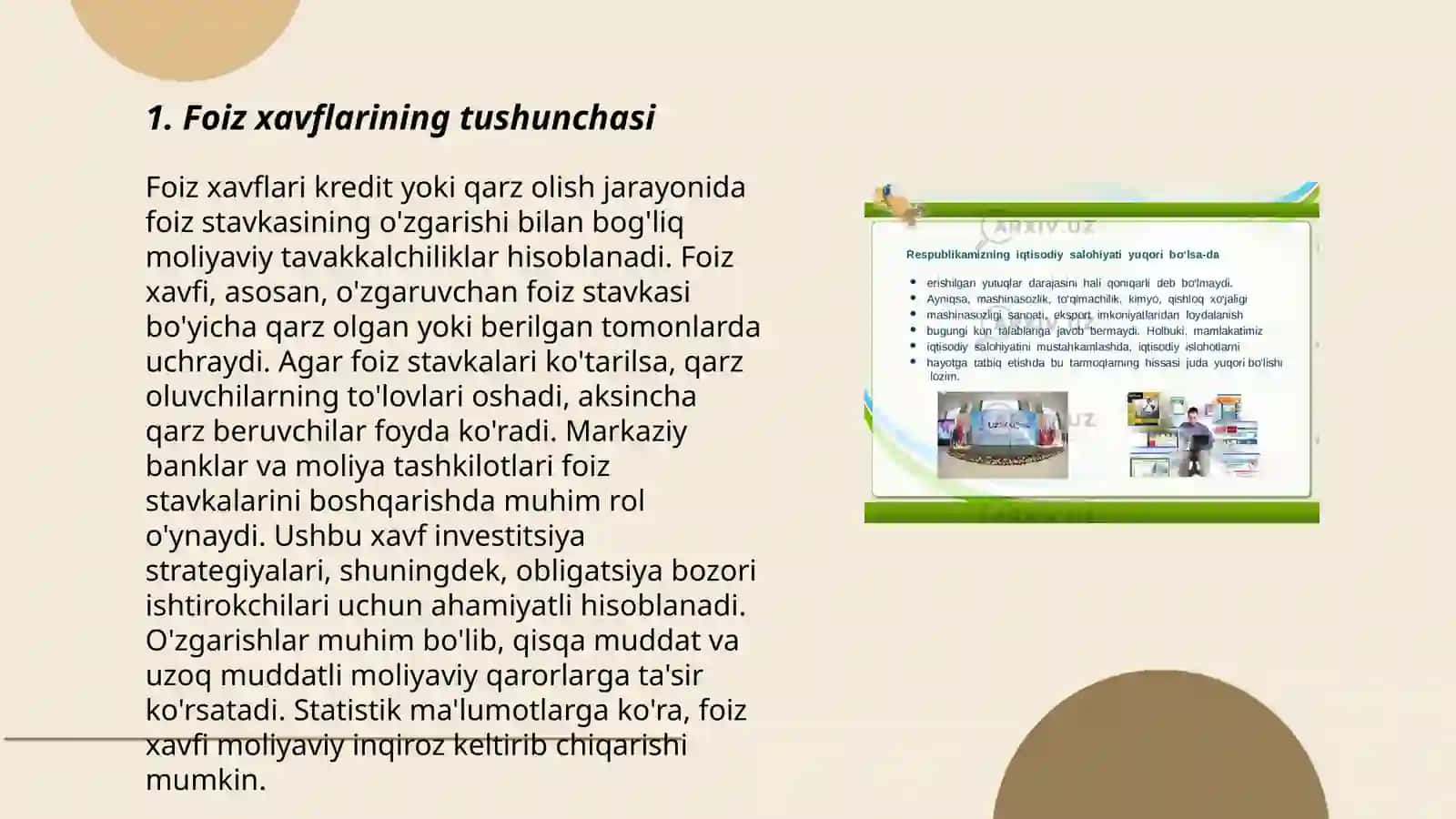 Foiz risklarining iqtisodiy mohiyati 3