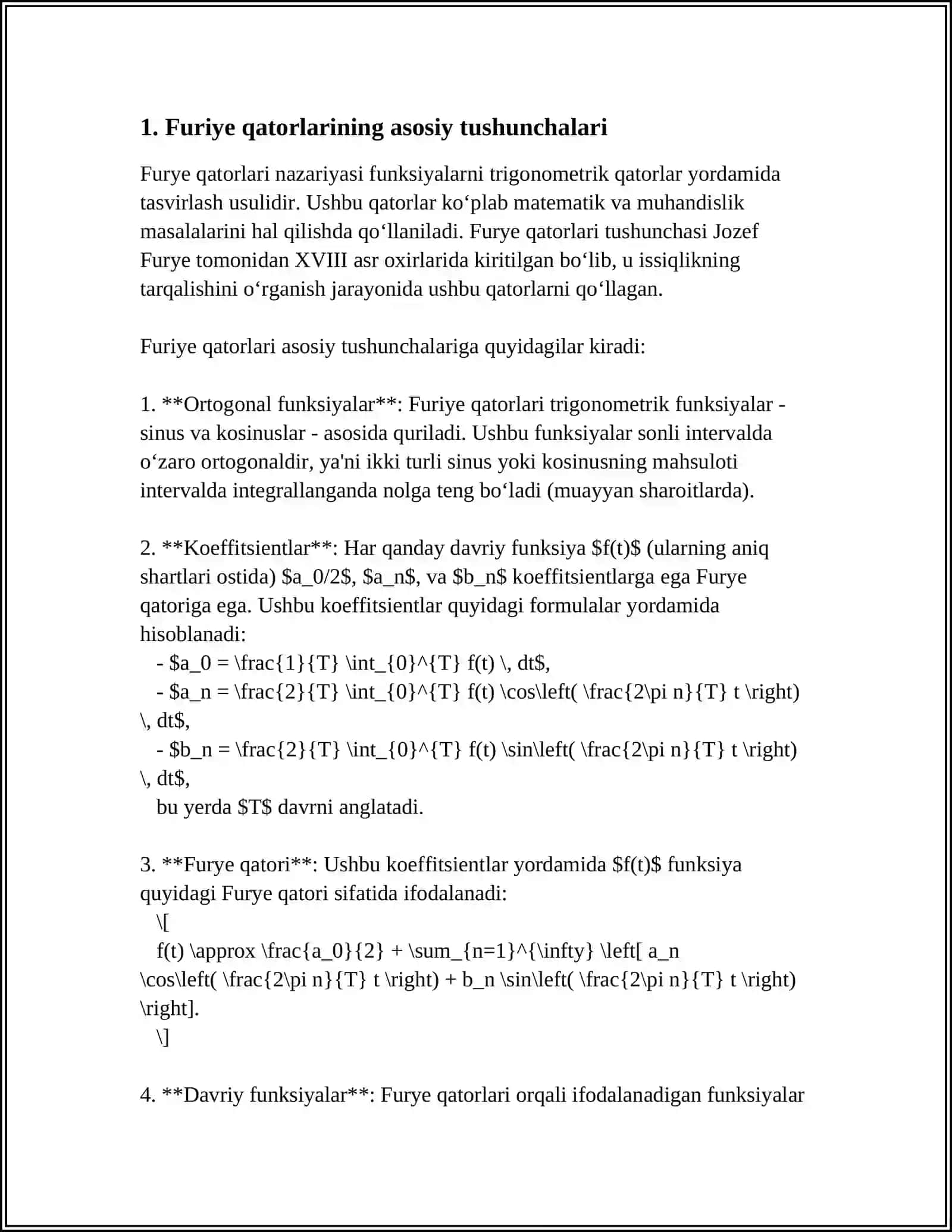Furiye Qatorlari 3