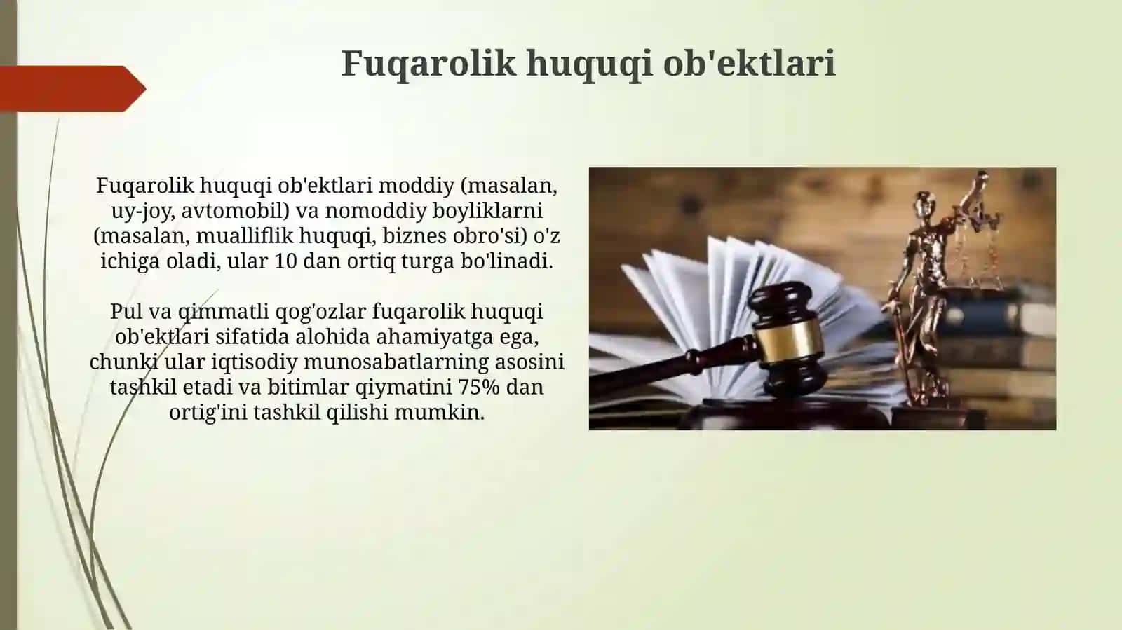 Fuqarolik huquqning obyektlari 3