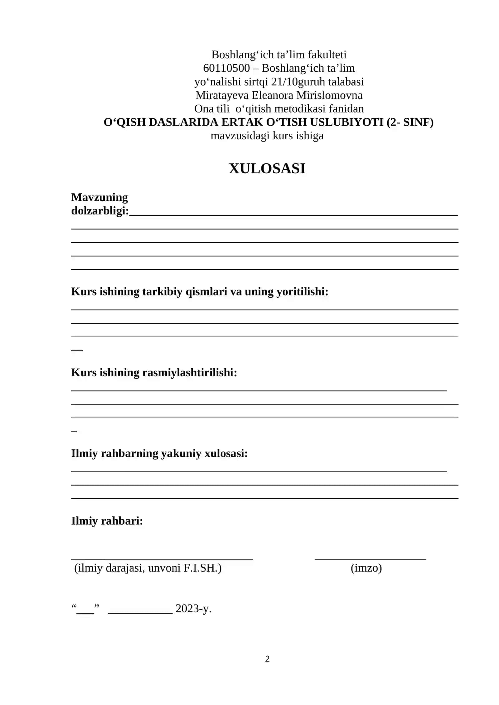 O‘QISH DASLARIDA ERTAK O‘TISH USLUBIYOTI (2- SINF) 3
