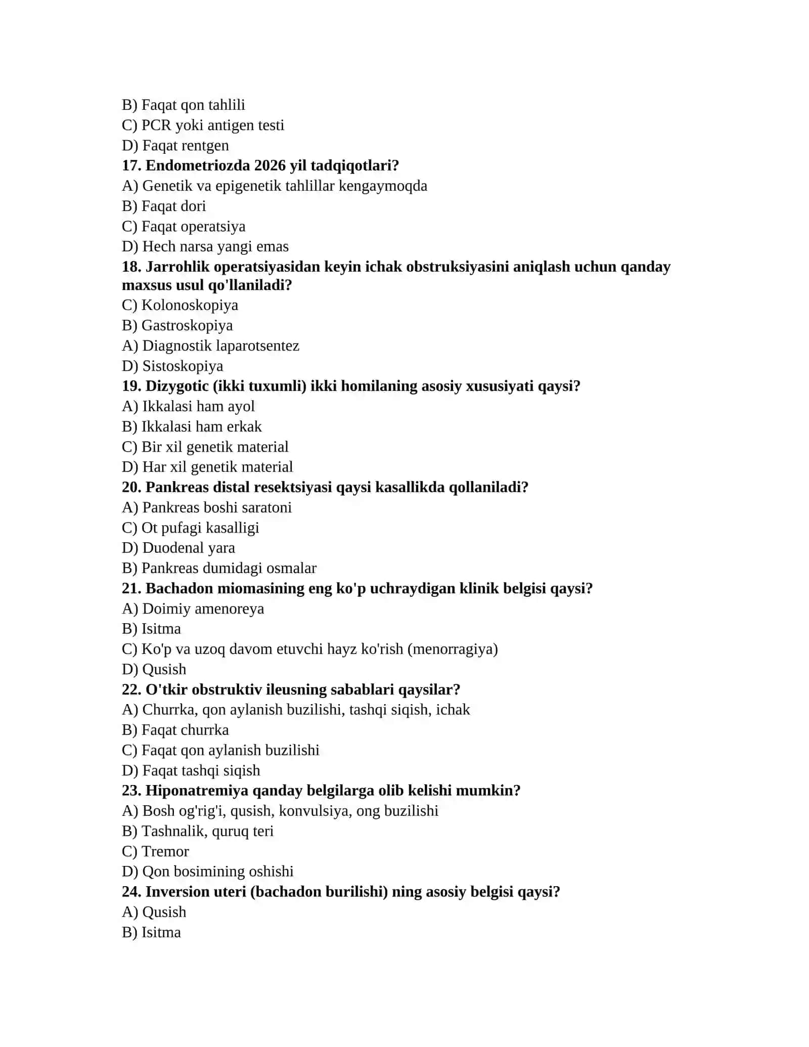 Tibbiyot testlari to'plami 3
