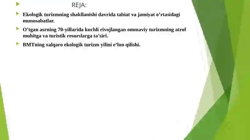 EKOTURIZMNING KELIB CHIQISH TARIXI EKOTURIZM TURLARI 3
