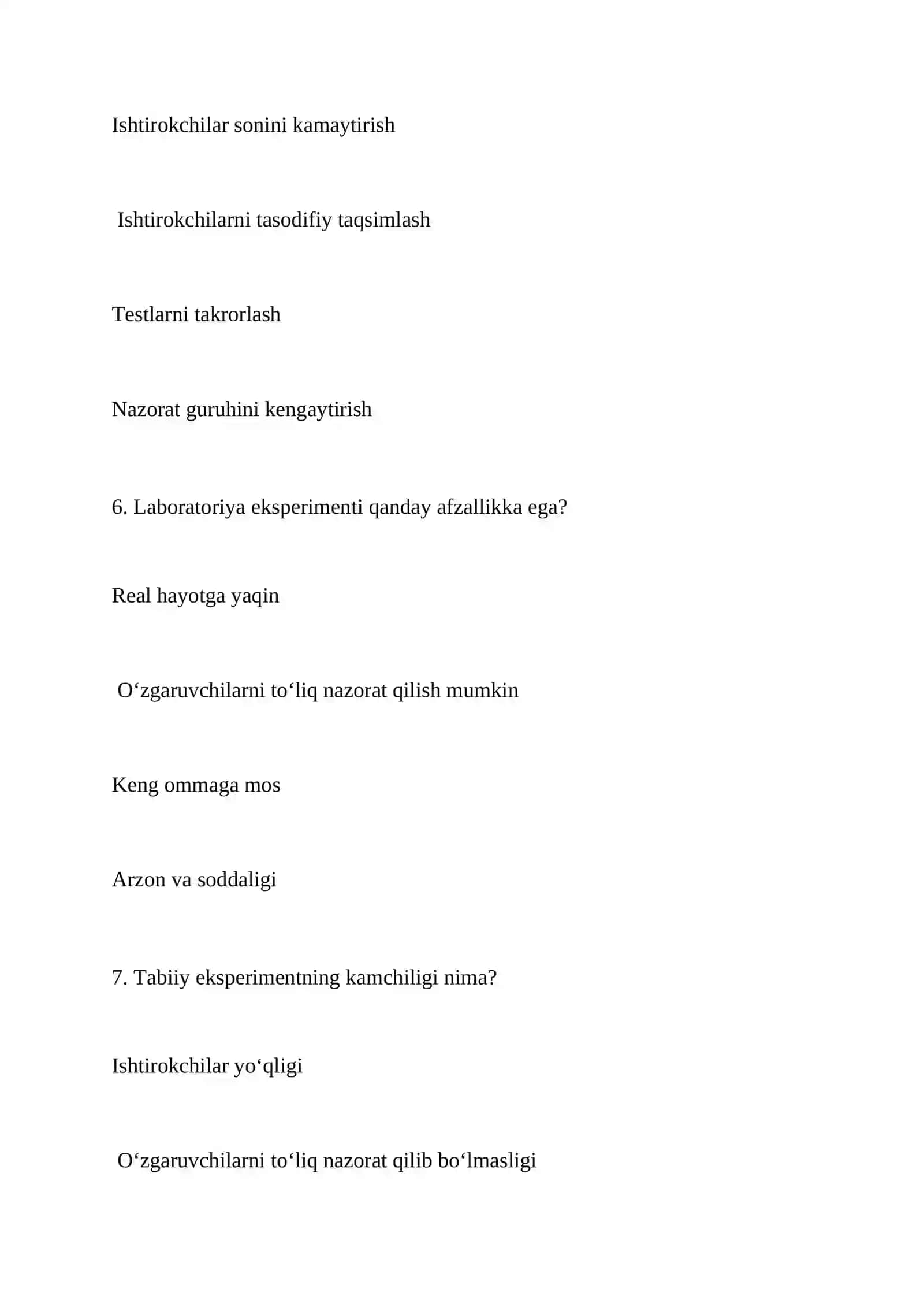 EKSPERIMENTAL PSIXOLOGIYA — 100 TA TEST SAVOLI 3