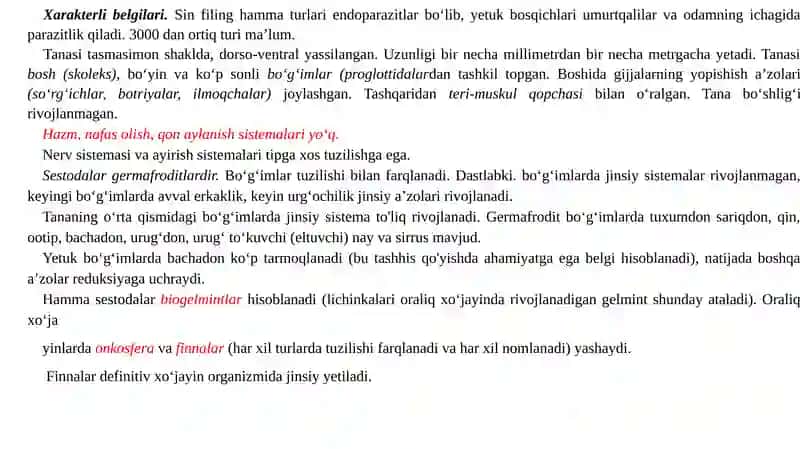Tasmasimon chuvalchanglar–odam parazitlari 3