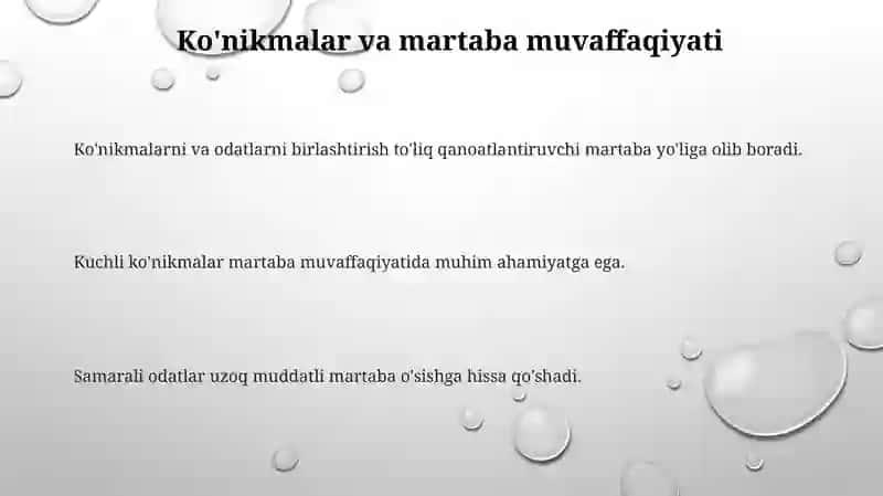 Shaxsning malaka va odatlari 3