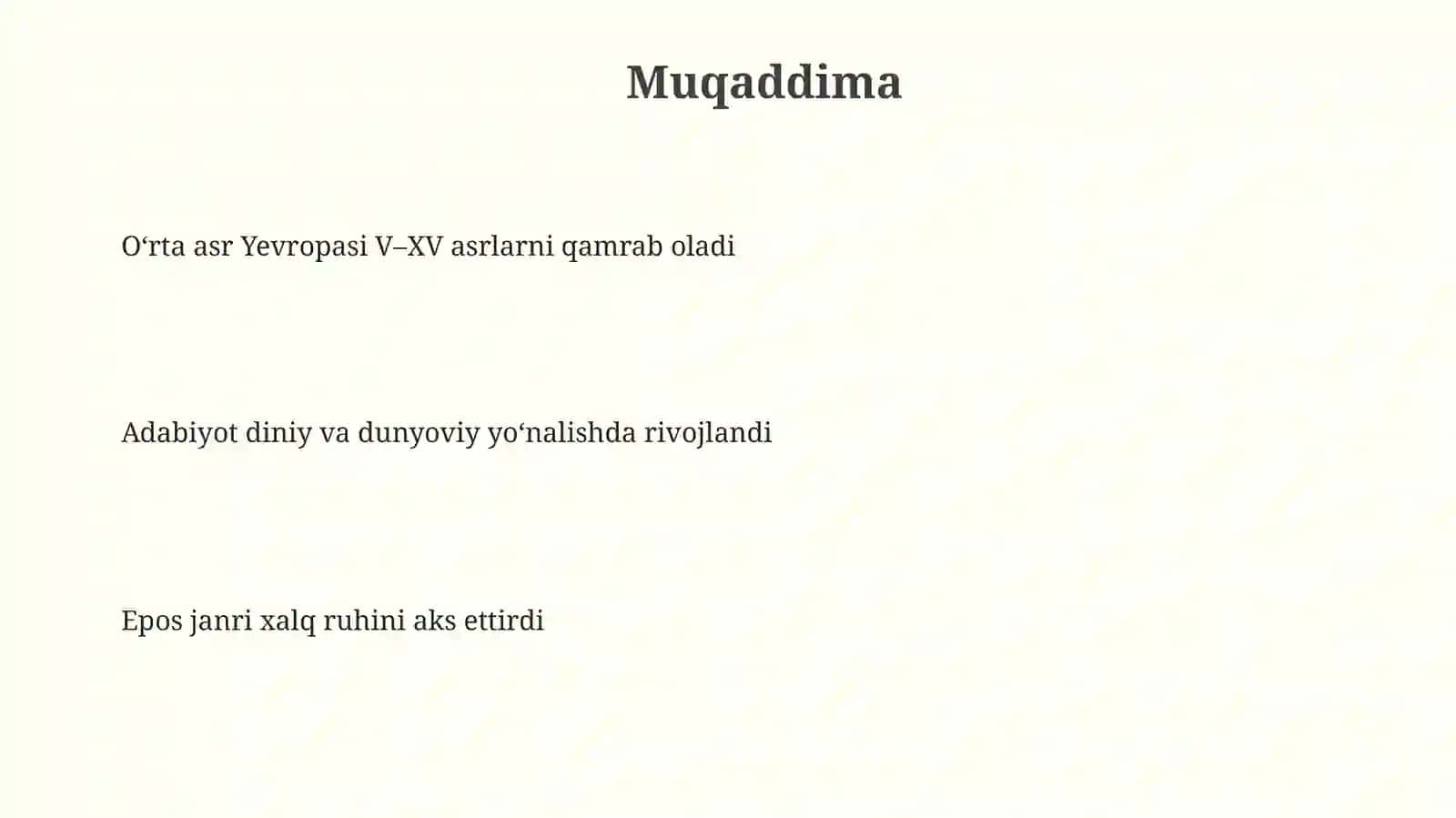 Yevropa o‘rta asr adabiyoti. Qahramonlik eposlari 3