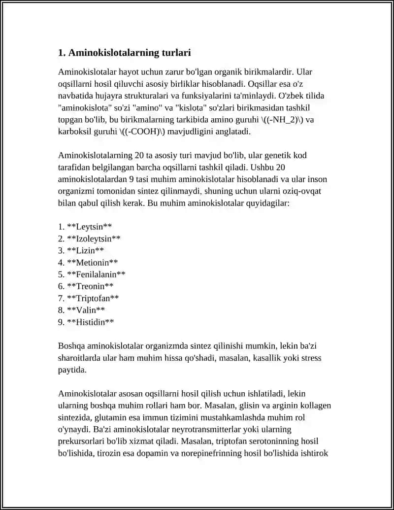 AMINOKISLOTA OQSILLAR PEPSINLAR 3