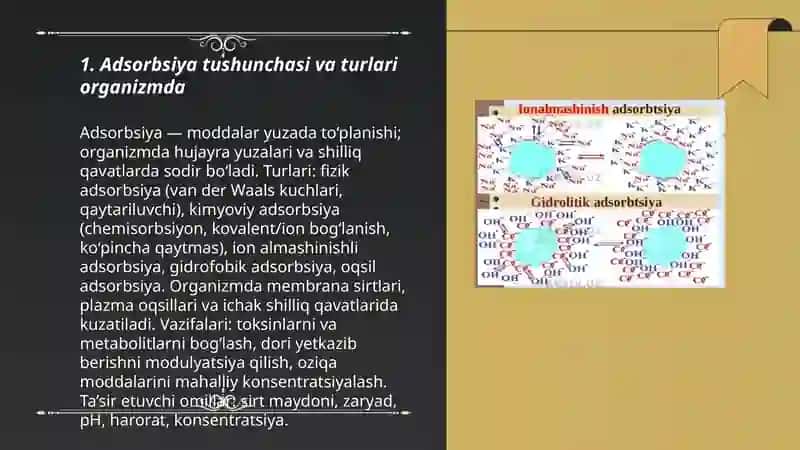 Adsorbsiya Tushunchasi va Turlari Organizmda 3