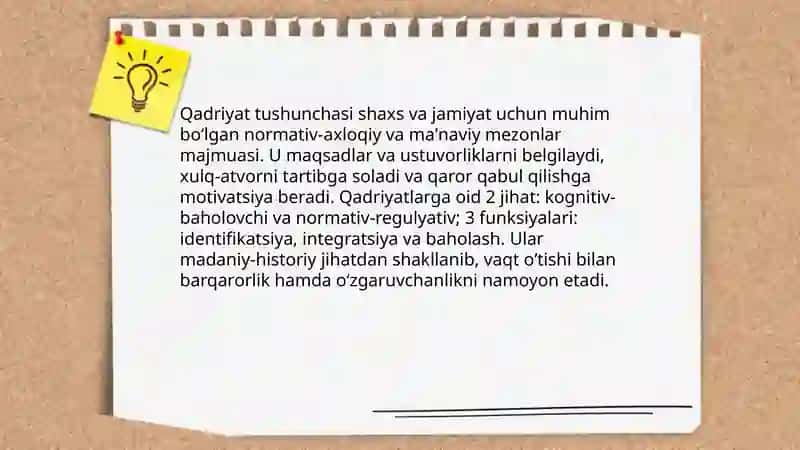 Qadriyat tushunchasining maʼnosi va uning umumiy tavsifi 3