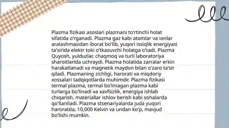 Plazma xossalari va qo'llanilishi 3