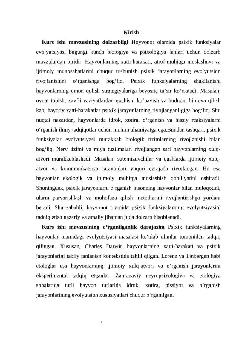 Hoyvonot olamida psixik funksiyalar evolyutsiyasi 3