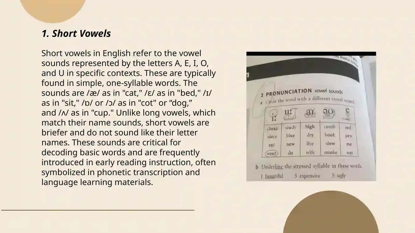 Pronunciation of vowels 3