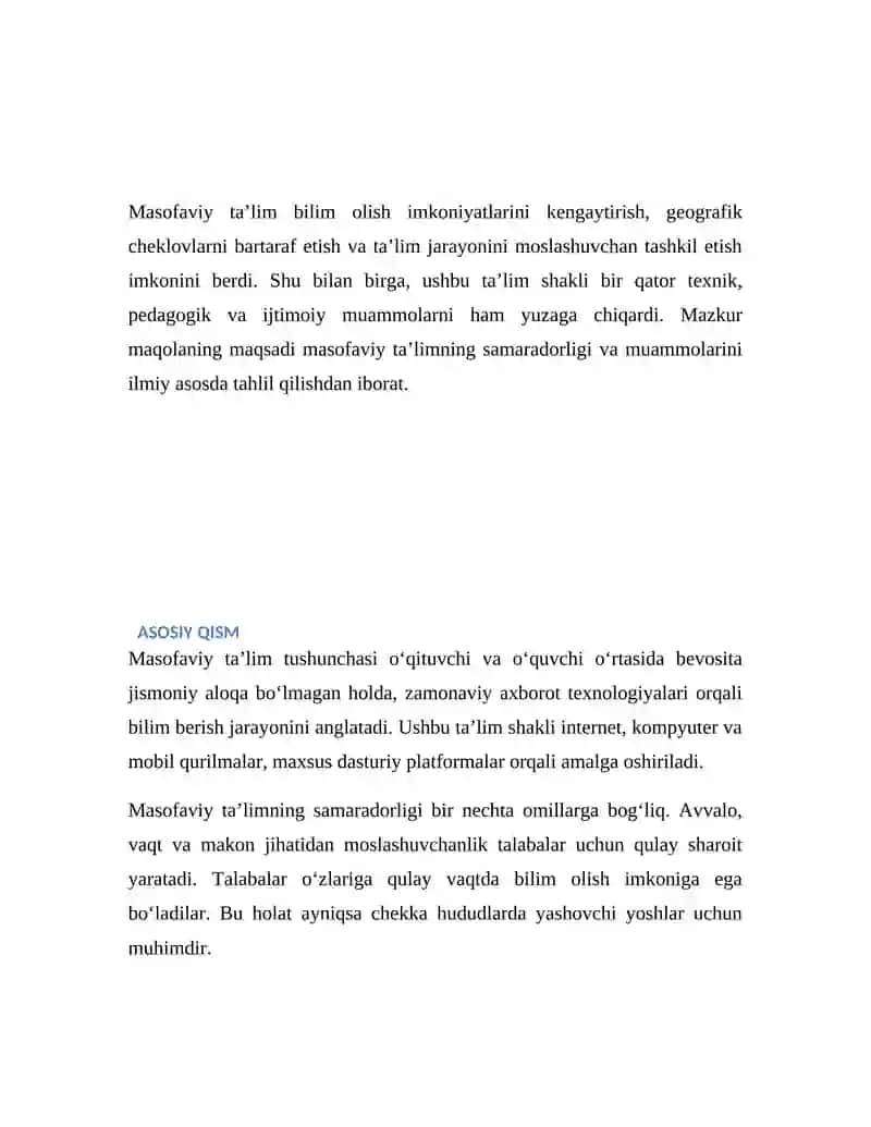 MASOFAVIY TA’LIMNING SAMARADORLIGI VA MUAMMOLARI 3