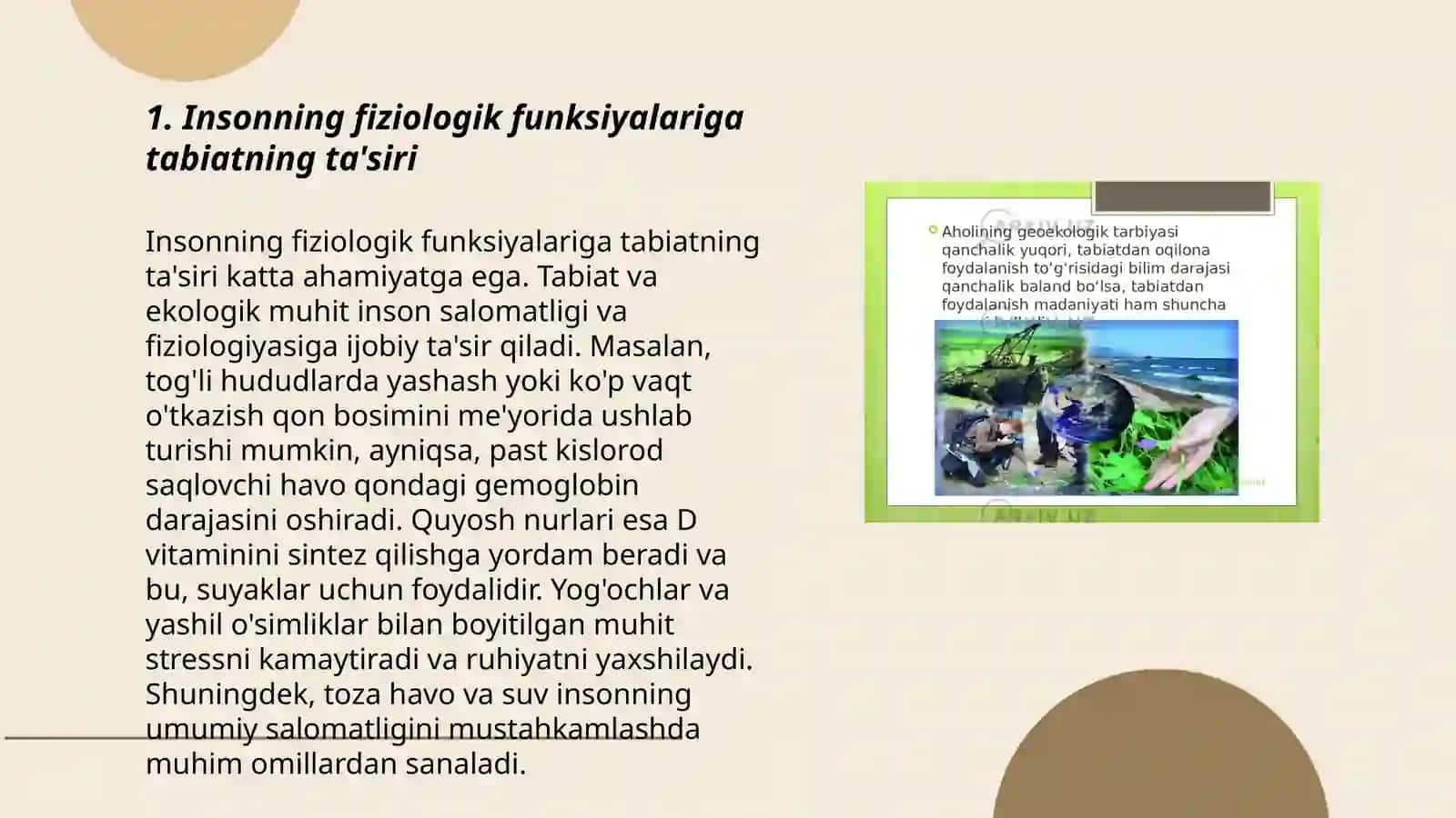 Insonning tabiyatga ta’siri turlarini oʻrganish 3