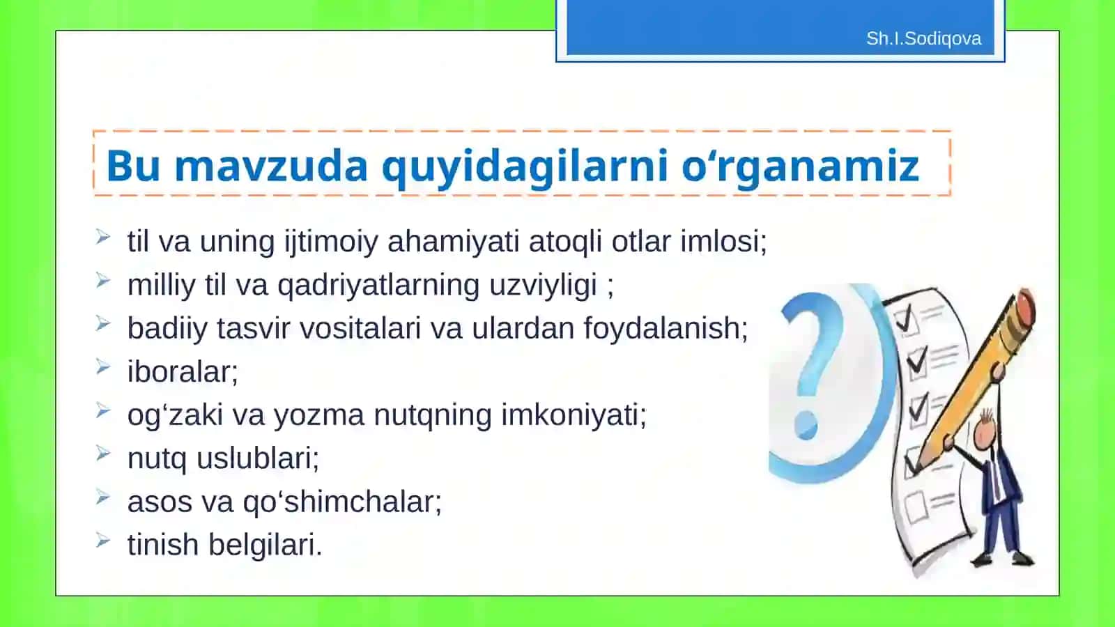 6-sinf Ona tili fanidan Til - muloqot vositasi, iboralar dars ishlanma 3