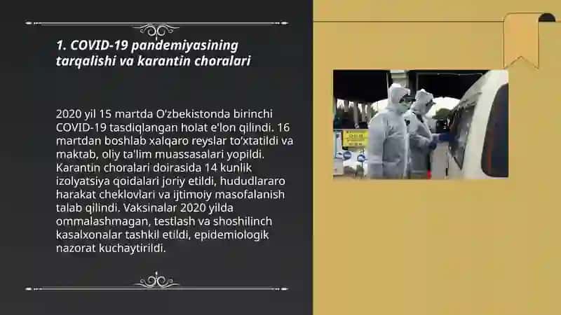 COVID-19 pandemiyasining tarqalishi va karantin choralari 3