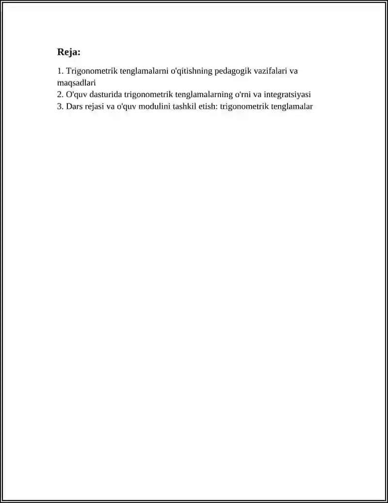 TRIGONOMETRIK TENGLAMALARNI O'QITISH METODIKASI 3