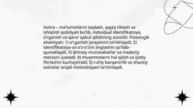 Xotira mavzusida slayd 3