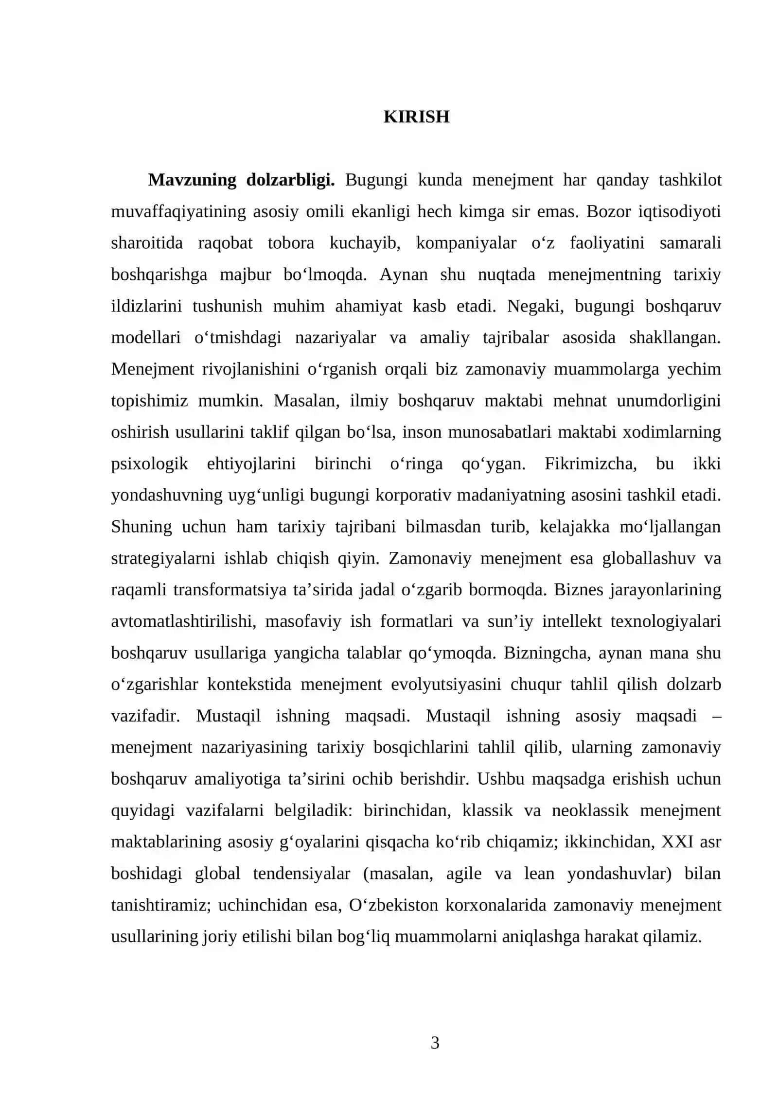 Menejmentning rivojlanish tarixi va zamonaviy holati 3