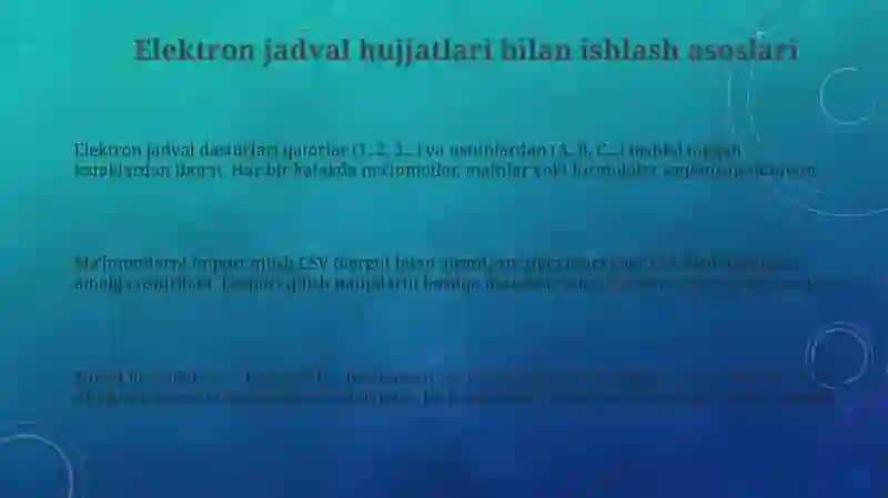 Jadvalli elektron hujjatlarni qayta ishlash 3