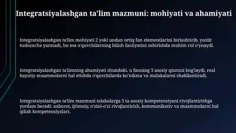 Integratsiyalashgan taʼlim mazmuni 3