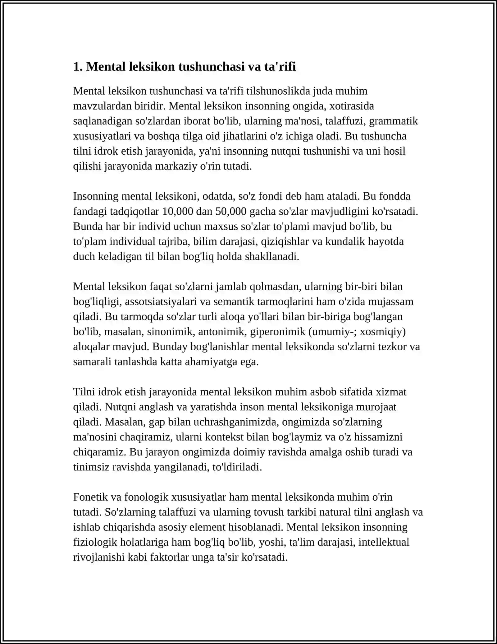 MENTAL LEKSIKON VA TILNI IDROK ETISH JARAYONI 3