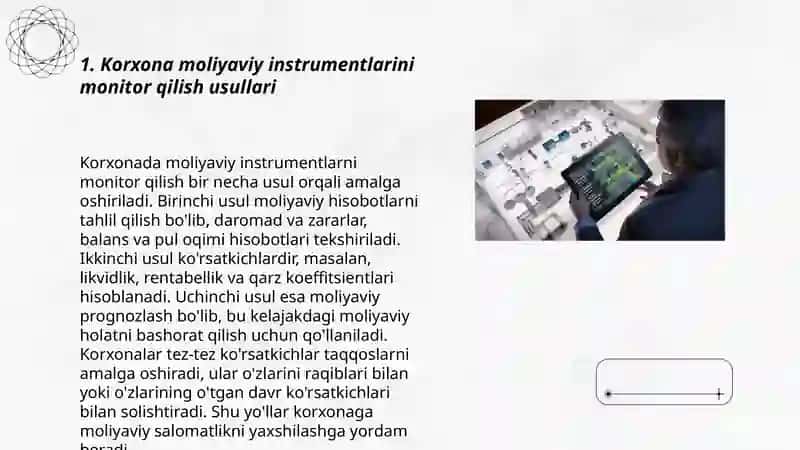 Korxonalarda moliyaviy instrumentlar monitoringi va tahlilli 3