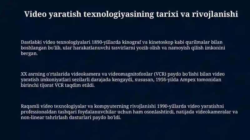Video yaratish texnologiyasi 3