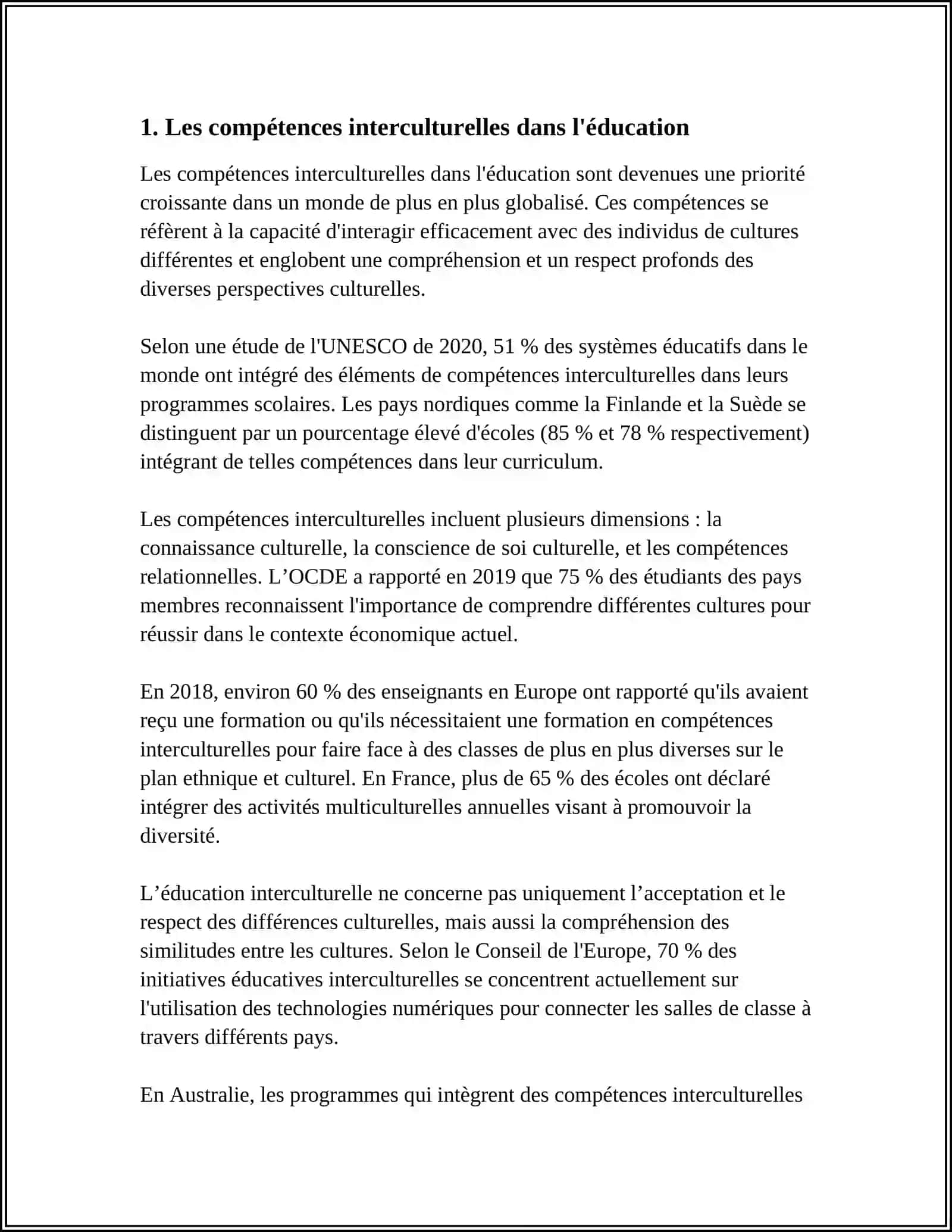 L’ENSEIGNEMENT DES COMPÉTENCES INTERCULTURELLES 3