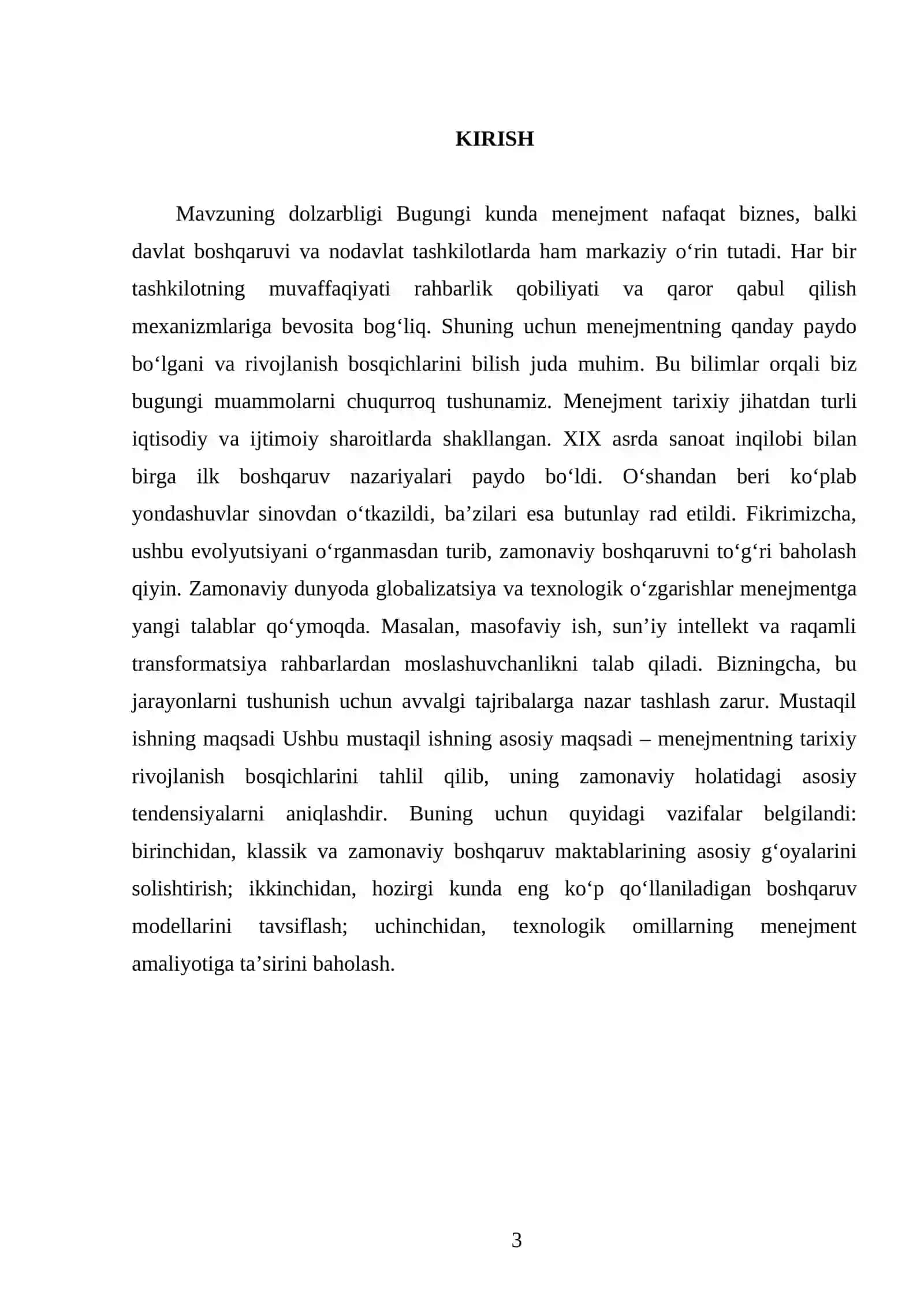 Menejmentning rivojlanish tarixi va zamonaviy holati 3