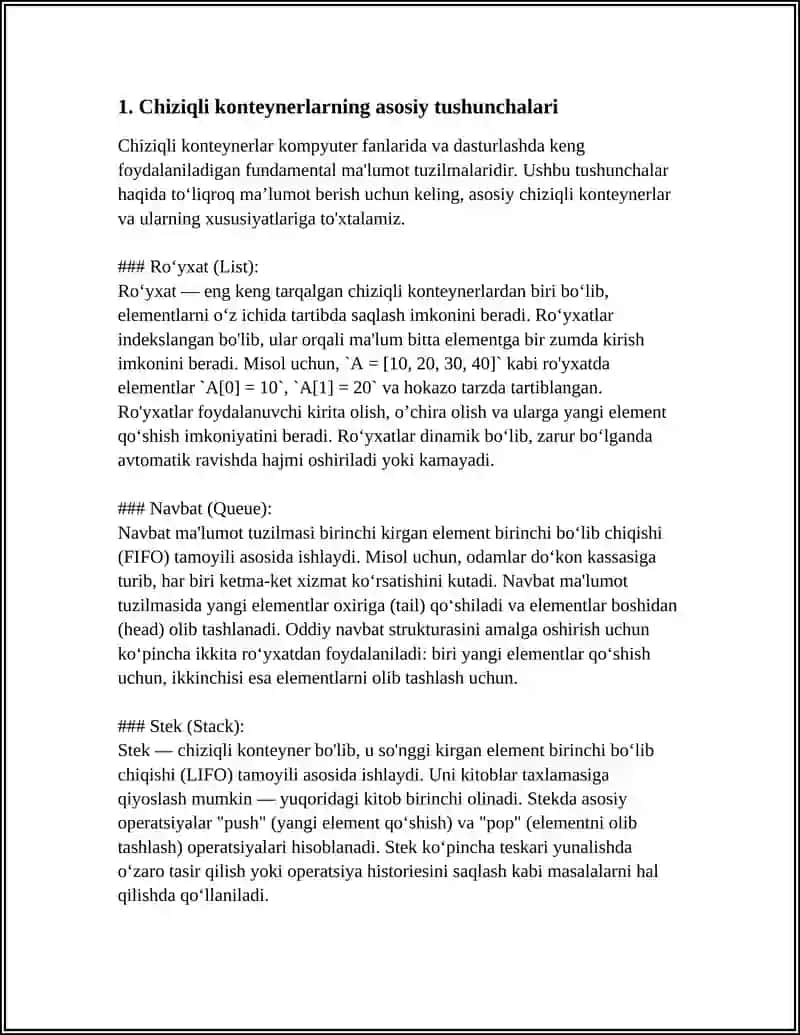 CHIZIQLI KONTEYNERLAR(VEKTOR) 3